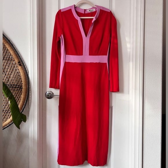 Boden Red Catherine Ponte Midi Dress Long Sleeve 10R Fit & Flare Workwear - Picture 3 of 9